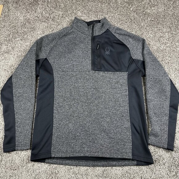 Spyder Sweater‎ Men's XL Gray Black Pullover Heavy Ski Jacket Zipper Spider - Picture 1 of 11